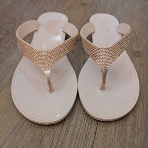 Ella Morini rose gold bejewelled sandals flip flops